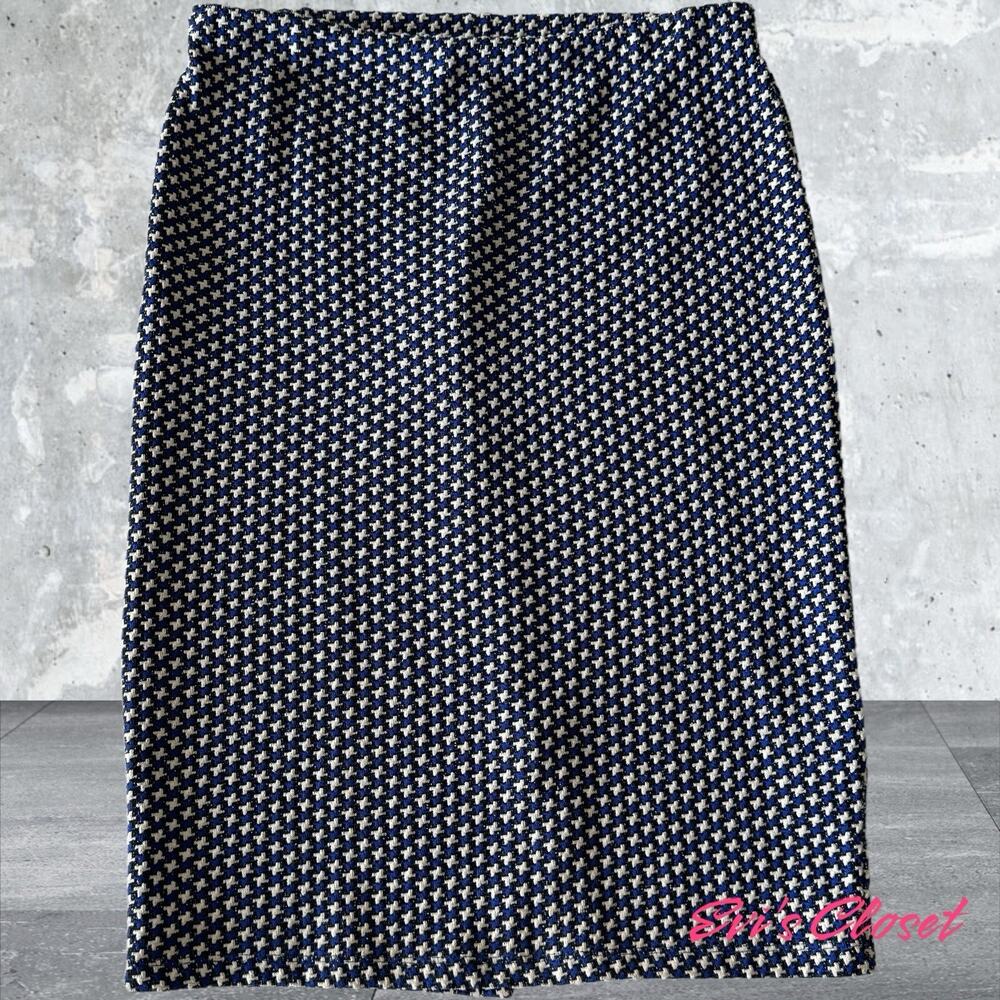 Zara Trafaluc Pencil Skirt Blue/White Geometric Women's. Large